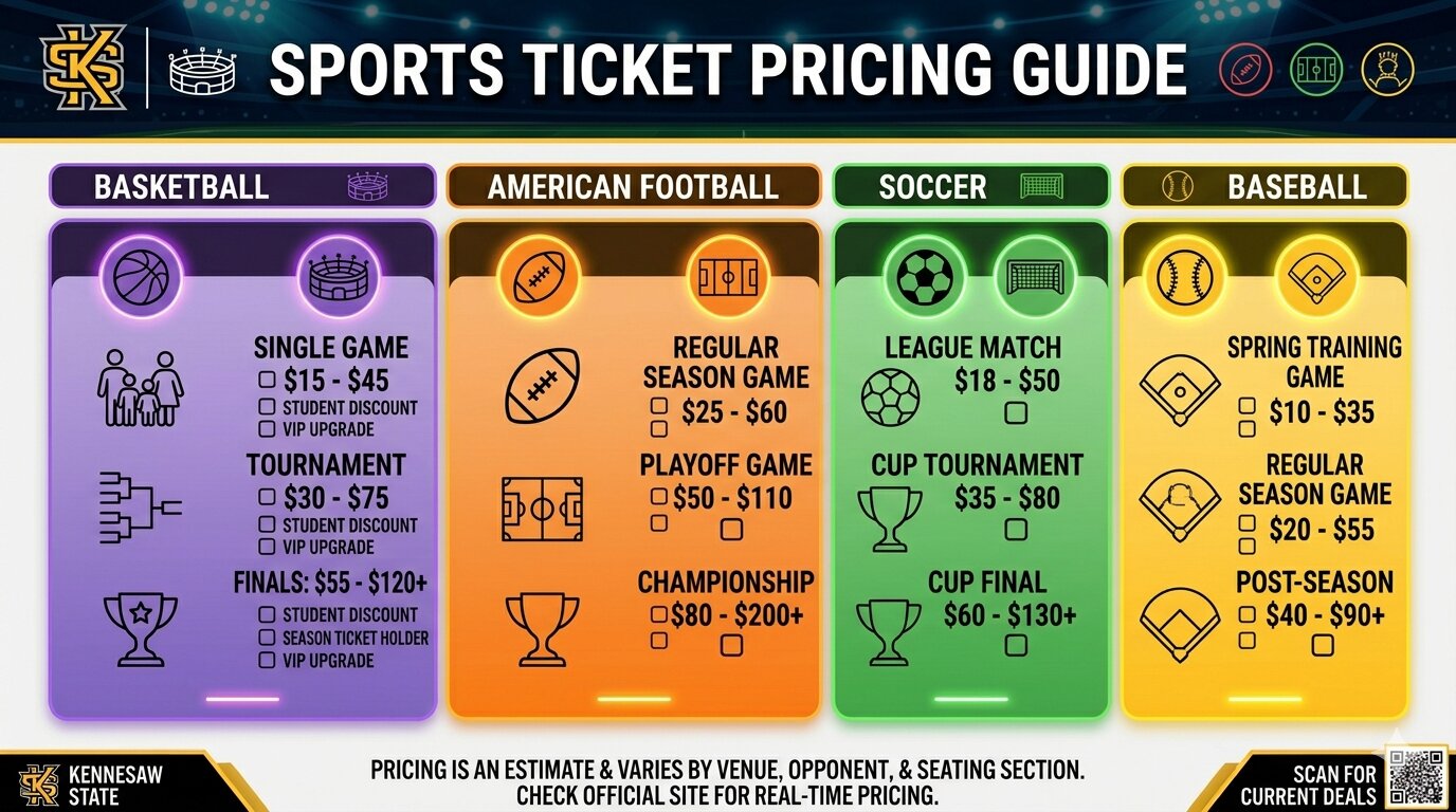 Simple ticket tier chart for regular season and rivalry games